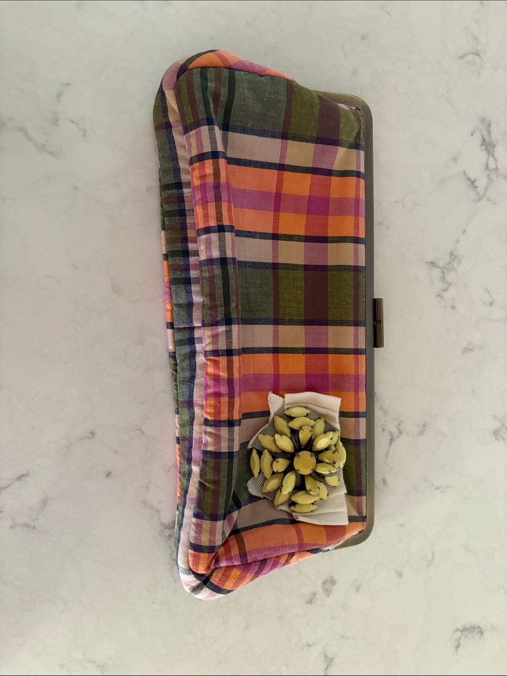 J Crew Plaid Clutch with Floral Accent - Multicolor - Picture 5 of 5